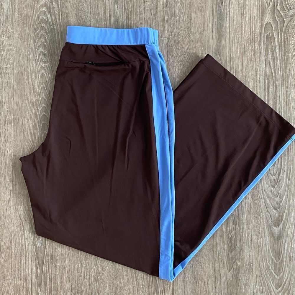 Soma Chocolate Brown Side Strips Stretch Straight Leg Pants, size 2 (large)